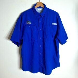 Columbia PFG gators Omni shield blue button down fishing shirt size M outdoors